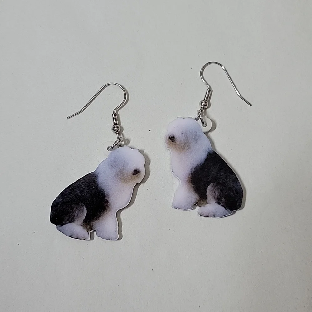 Old English Sheepdog Drop Earrings
